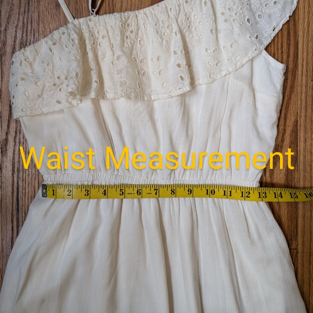 Old Navy Cream Cotton-Blend One Shoulder Dress Small - Picture 5 of 12